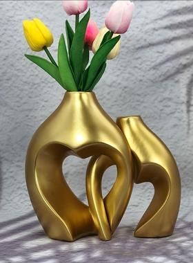 欧式树脂花瓶组合ins风创意白色简约高级感家居装饰摆件花器