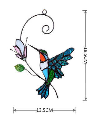 厂家直销彩色玻璃工艺品玻璃窗户挂饰园林户外装饰挂件玻璃蜂鸟