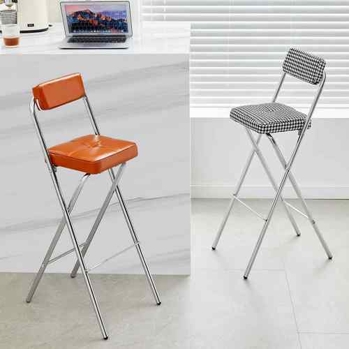 2025新款吧台椅子60cm靠背椅折叠高脚凳久坐不累厨房做饭专用凳子 - 图1