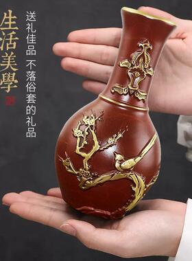 森舍内纯铜电花瓶家室客厅视用柜干花插花家居中式仿LDL古工艺品