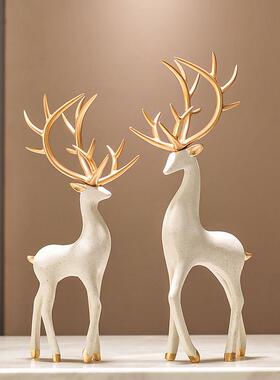 小鹿梅花鹿麋鹿新中式客厅酒柜电视柜装饰品摆件轻奢高档家居饰品