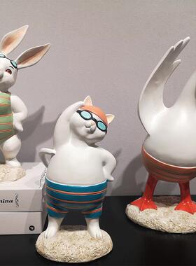 现代简爱约创意个性摆设可卡通LKP动物摆件客厅样板房房儿童居软