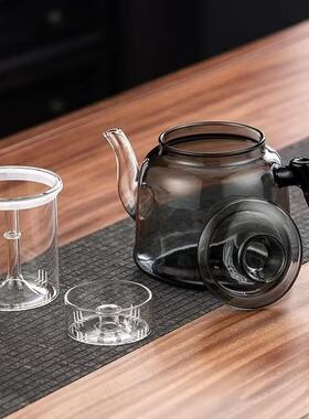 玻璃蒸煮茶壶套装家用大容量煮茶器耐高温加厚中式烧水侧把泡茶壶