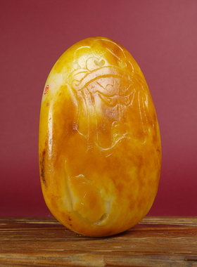 W人生如戏保真新疆和田玉白玉籽料黄沁苏工纯手工脸谱把件212.40g