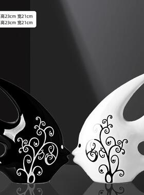 现代简约陶瓷摆饰家居饰品酒柜电视柜装饰品创意桌面客厅对鱼摆设