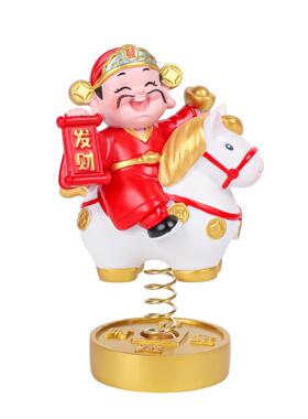 摇摇财神马上到国潮创意财神爷家居客厅办公桌面装饰解压弹簧摆件