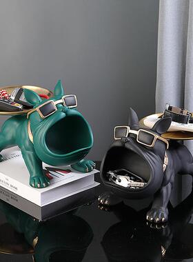 意斗牛犬进门口550钥放的摆匙件玄关鞋创柜收纳盒家里摆设品乔迁