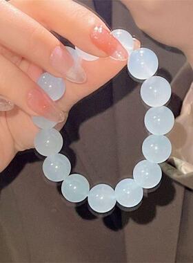 2026新款冰透白玉色手串绕指柔学生版盘玩手串颜值情侣女友礼物