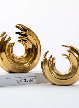 Rzone 简约现代轻奢陶瓷花瓶插花器样板房间软装饰品桌面艺术摆件