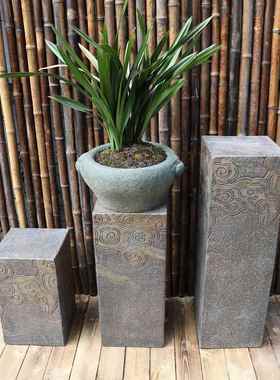 水磨坊中式禅意仿古祥云展示柱落地摆件家居客厅过道玄关装饰底座