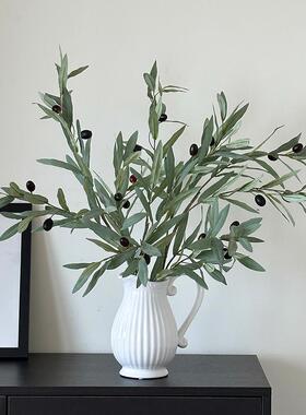 仿真橄榄枝仿真绿植带果假花客厅摆设假树枝家居装饰韩系拍照道具