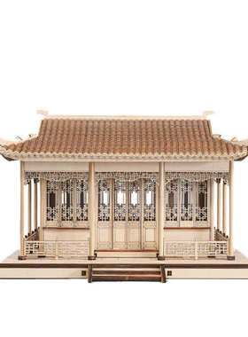 新中式禅意木质古建筑装饰摆件书房客厅电视柜办公桌软装家居摆设