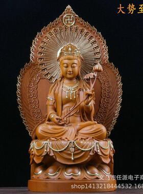 坐娑婆三圣62cm香樟木木雕背光地藏王菩萨观音释迦佛家居供奉摆件