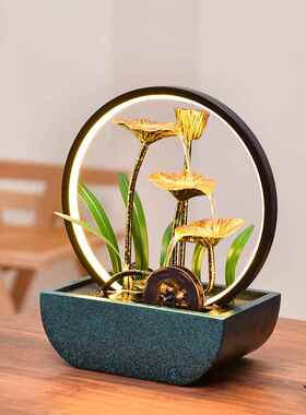 招财循环水假山喷泉摆件水车室内新中式景观乔迁新居礼品时来运转