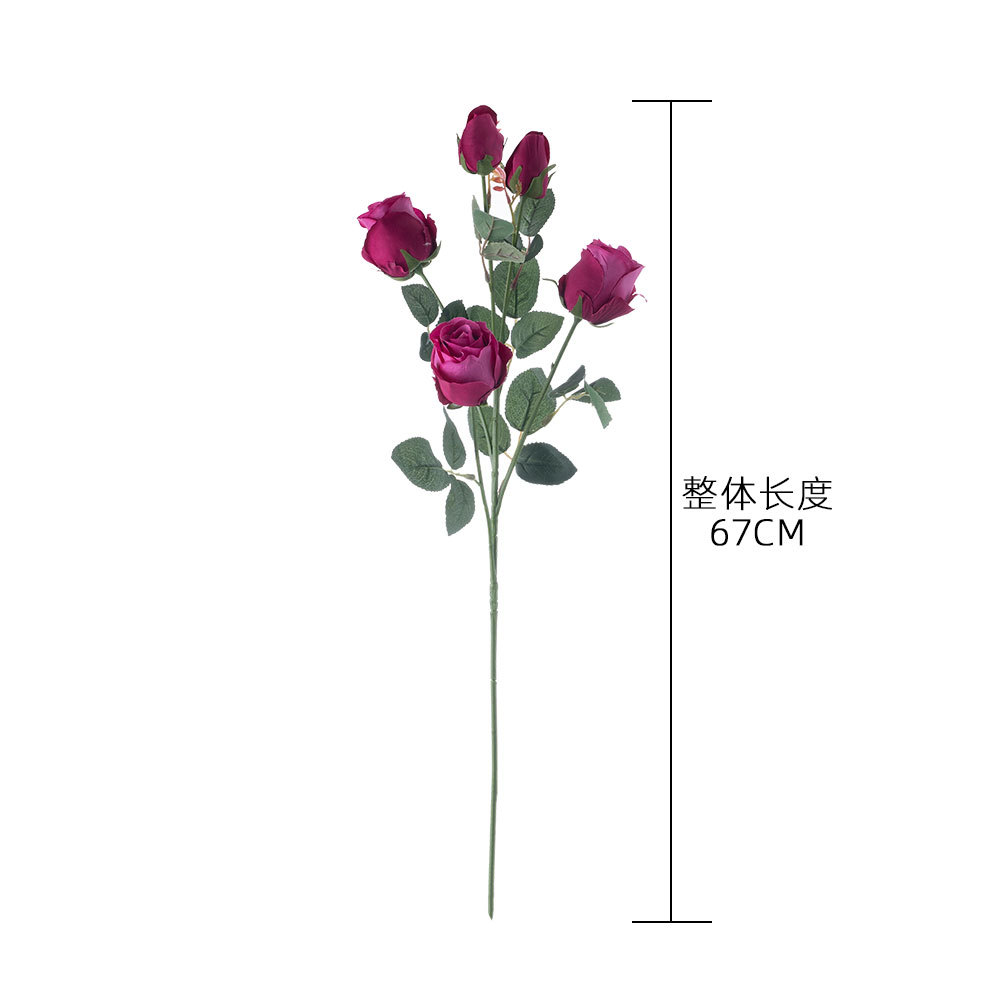 假IN装饰品艾什5头玫瑰跨家境绿植物仿YC1056真S花厂婚庆YC10花56