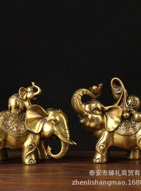铜福禄母子象摆件铜象摆件铜吸水象摆件铜大大061象摆件铜吸水象