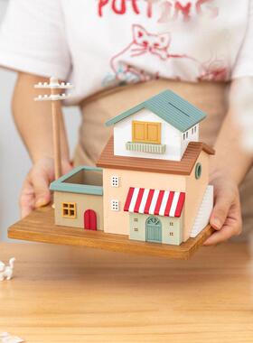 阿楹 ins治愈微缩房屋钥匙挂架玄关收纳摆件儿童房笔筒礼物存钱罐