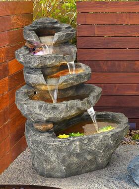 庭院水系景观流水摆件循环水鱼缸假山水景户外喷泉造景室外鱼池