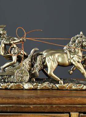 欧式树脂骑马人摆件家居餐厅客厅书房高级感装饰工艺桌面复古摆饰