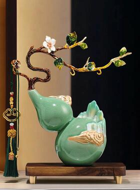 珐琅彩山峰福禄葫芦摆件招财高档客厅电视柜装饰开业乔迁新居礼品