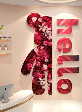 网红打卡拍照美容院店门口花墙面装饰造景氛围布置进门形象高级感