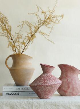 进口铝制覆古铁锈红斑驳壶形花器花瓶摆件侘寂风样板间收纳盘装饰