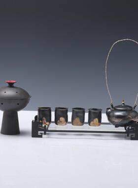 轻奢新中式陶瓷茶具套装茶壶茶杯茶盘组合摆件茶几茶室样板间软装