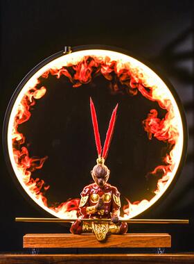 孙悟空摆件齐天大圣斗战胜佛办公室电脑桌创意火焰灯发光装饰摆件