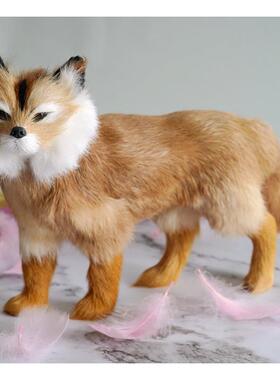 狐狸摆件堂口用品胡家真身玩偶真皮毛手工艺白狐红狐黑狐黄狐站立