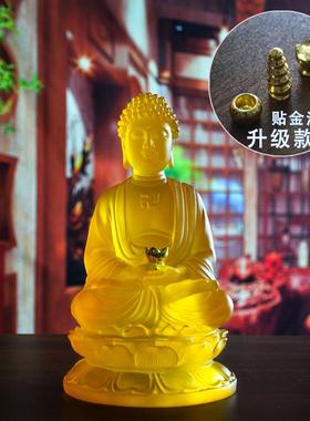 高档精艺品工艺树脂仿琉璃佛像工缘品阿弥陀佛摆件佛堂奉厂家供结