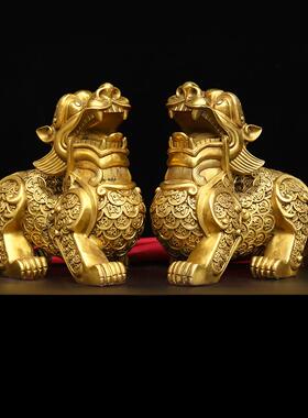 黄铜金钱貔貅工艺品中式家居礼品摆件