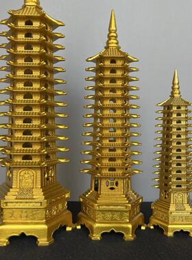 新款精品帝君龙头文昌塔黄铜文昌塔13层铜宝塔书房桌办公室工艺品