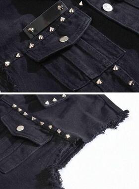 T 58833 Rivet men's slim motorcycle vest 铆钉士机车马甲