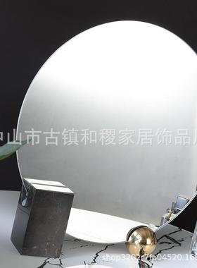 工厂直销家居软装饰品轻奢样板房桌面创意工艺品大理石镜子摆件