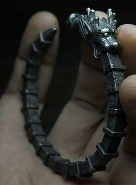 《雷祖法鞭》手镯道系青年手工整刻复古做旧霸气小众高级开口手环