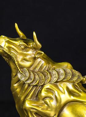 铜牛补角缺角摆件纯铜镇宅人财两旺生肖铜牛摆件纯铜办公室风水