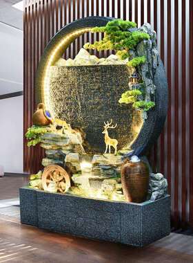 水幕水流背景屏风假山喷客厅玄关ZG-67492庭院落泉地流水墙装饰墙