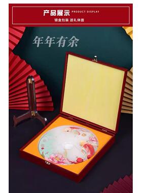 德式轻奢玉石平安扣迎客松摆件入户玄关办公室前台装饰品客厅边柜