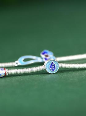 网红- S925银手工如意九眼天珠祥云散珠盘缠圈双凤凰钩套链项链