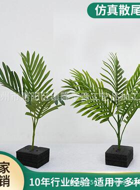 仿真散尾葵棕榈叶铁树叶婚庆插花装饰摆件叶子塑料散尾葵