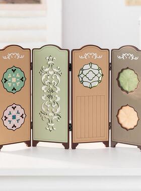 阿楹 法式中古风屏风摆件挡板高级小众客厅微缩家俱玄关柜装饰画