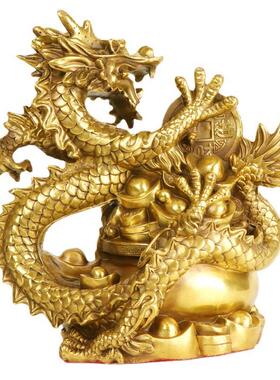 杨铜记铜聚宝盆龙摆件十二生肖龙工艺品聚宝盆龙