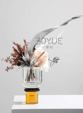 简约现代创意感家居软装水晶玻璃花瓶民宿样板间客厅玄关装饰摆件