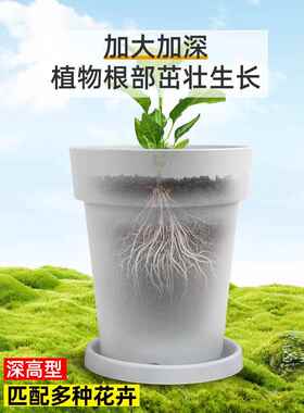 霍伦高款花盆塑料超大号透气青山加仑盆栽深型龟背竹树脂花盆家用