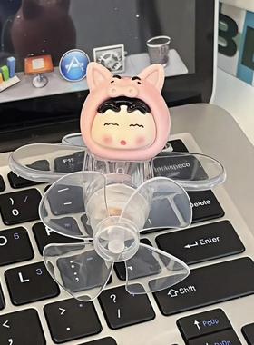 蜡笔小新款风能发光小飞机七彩旋转LED骑手车载装饰摆件电摩通用