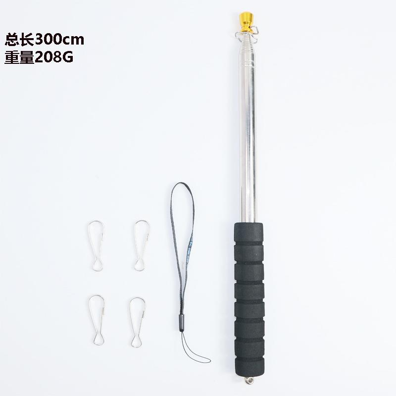 跨境3米2.5米带钩子不锈钢伸缩旗杆户外旗杆加厚款伸缩导游杆 - 图2