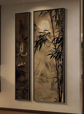 新中式入户门玄关装饰画竹子走廊过道挂画宋式美学茶室高级感壁画