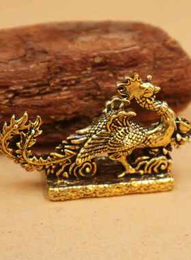 2026铜雕工艺品凤凰摆件家居客厅办公室龙凤吉祥物结婚礼物火凤凰