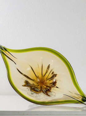 船形轻奢软装琉璃果盘收纳果篓售楼处样板间客厅饭厅餐桌玻璃摆件