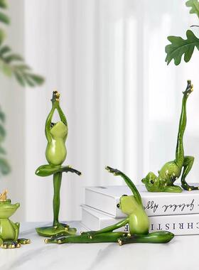 瑜伽青蛙淄博琉璃网红创意搞怪摆件田园树脂工艺品装饰送朋友礼物